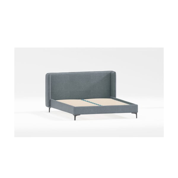 Modrá čalúnená dvojlôžková posteľ s roštom 160x200 cm Basti – Ropez