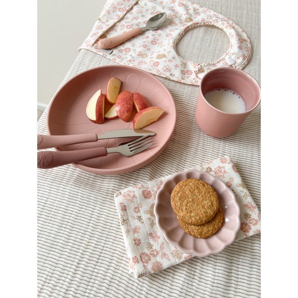 Červený/v lososovej farbe detský príbor 3 ks zo silikónu Rose Mix – Cam Cam Copenhagen-image-1