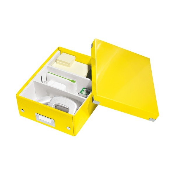 Žltý kartónový úložný box s vekom Click&amp;Store - Leitz-image-4