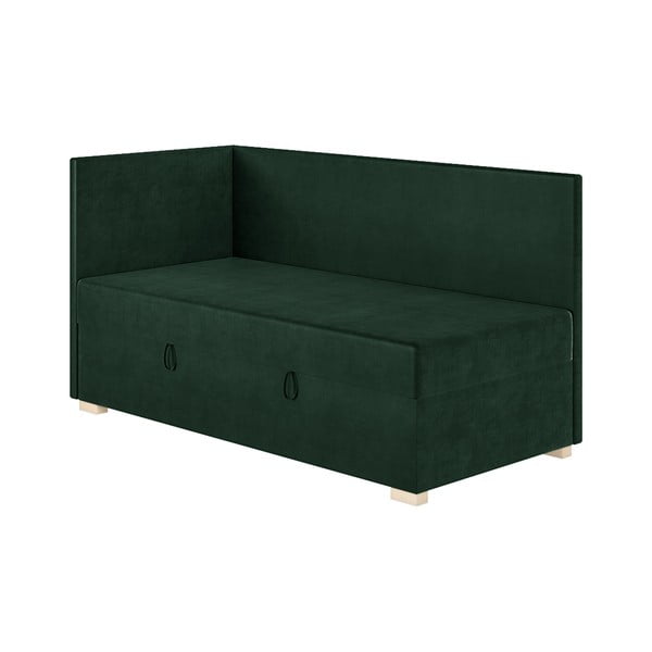 Tmavozelená rohová detská posteľ s úložným priestorom s matracom 90x200 cm Flexi – Ghado-image-4