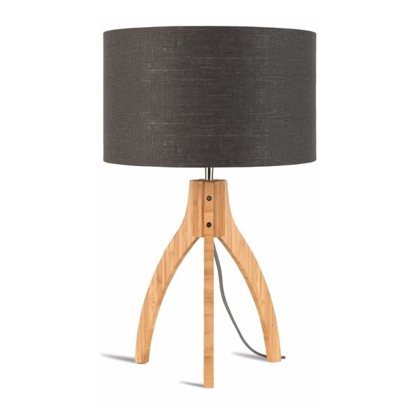 Stolová lampa s tmavosivým tienidlom a konštrukciou z bambusu Good&Mojo Annapurna