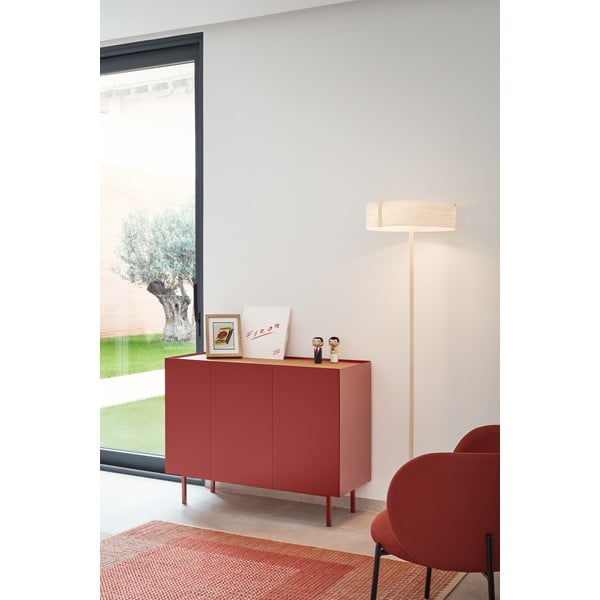 Červená nízka komoda v dekore duba 110x85 cm Arista – Teulat-image-1