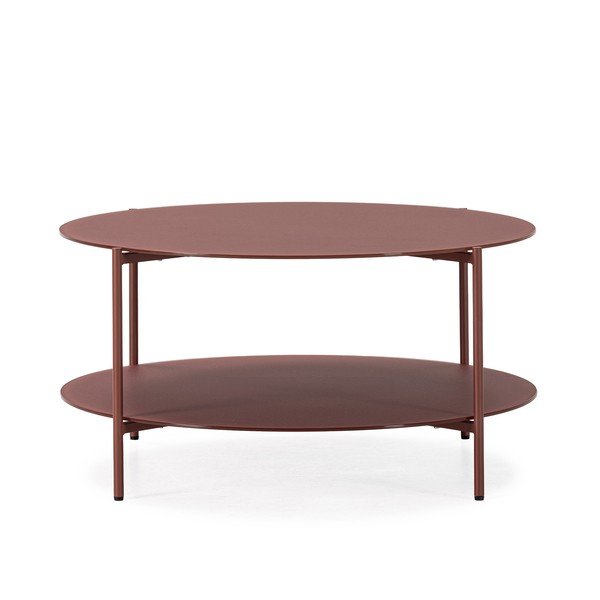 Okrúhly konferenčný stolík so sklenenou doskou v terakotovej farbe ø 83 cm Davi – MOME-image-3