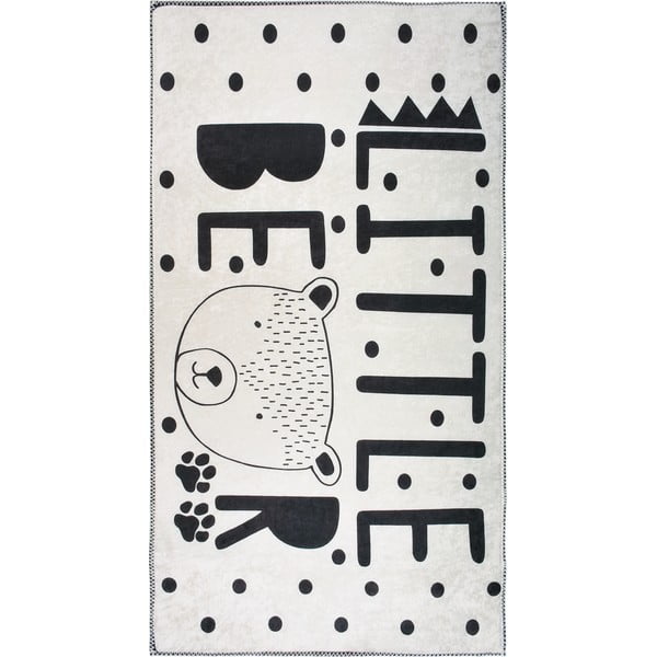 Čierno-biely prateľný detský koberec 80x120 cm Little Bear – Vitaus