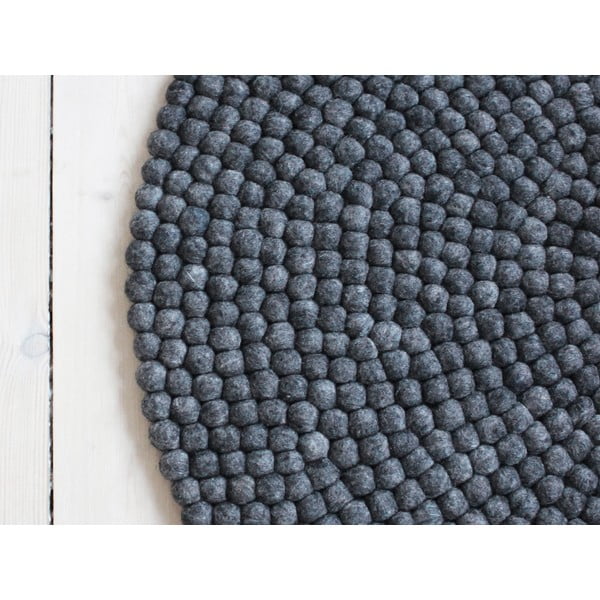 Antracitovosivý guľôčkový vlnený koberec Wooldot Ball rugs, ⌀ 120 cm