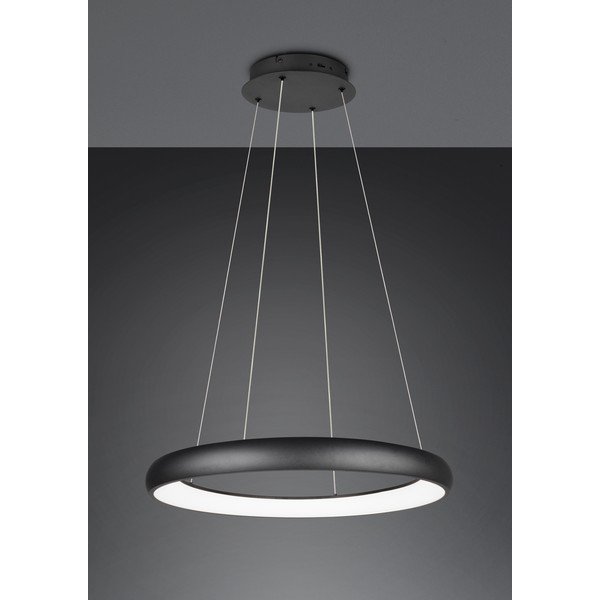 Čierne LED stmievateľné závesné svietidlo s kovovým tienidlom ø 75 cm Cardona – Trio-image-2