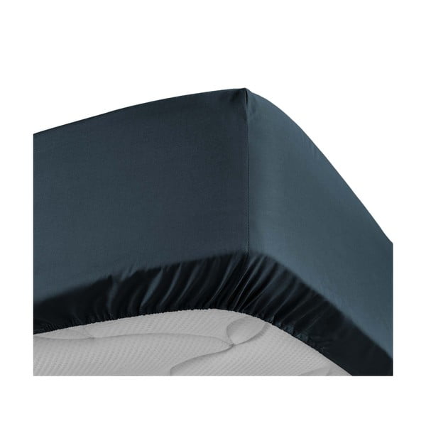 Tmavomodrá napínacia plachta z bavlneného perkálu 180x200 cm Percaline – douceur d'intérieur-image-3