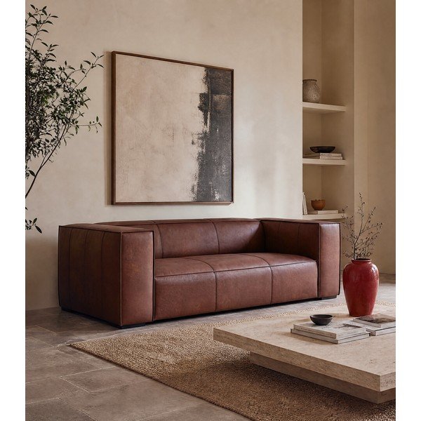 Koňakovohnedá kožená pohovka 227 cm Madame - Windsor & Co Sofas-image-1
