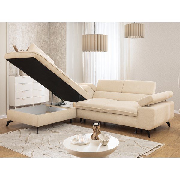 Krémovobiela ženilková rohová pohovka (ľavý roh/do L) Marbeya  – Ropez-image-1