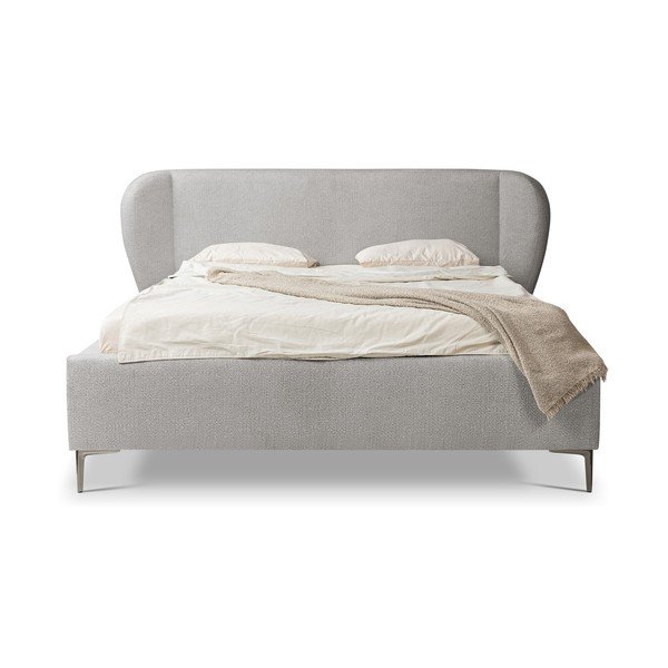 Svetlosivá čalúnená dvojlôžková posteľ s roštom 180x200 cm Makana – Makamii-image-2