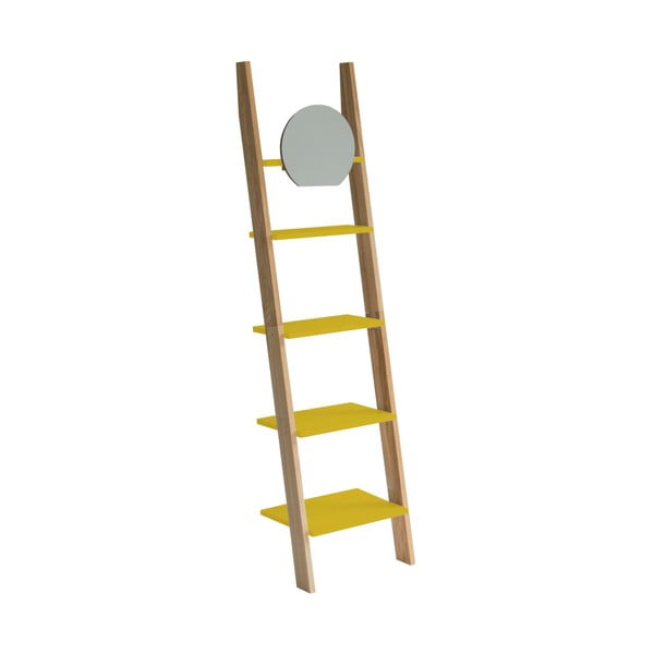 Žltá oporná drevená polica so zrkadlom Ragaba Ashme Ladder