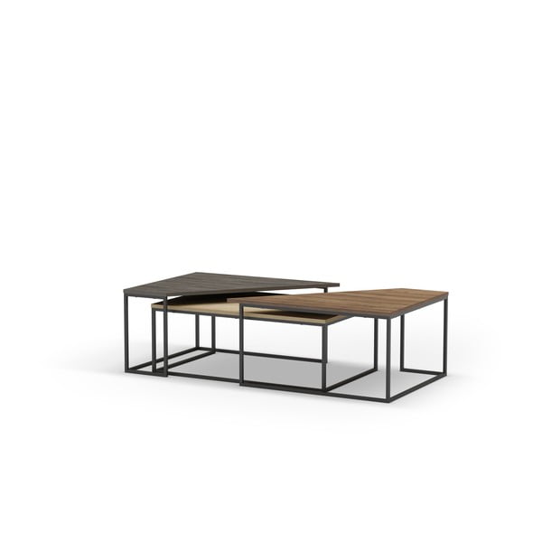 Konferenčné stolíky v súprave 3 ks s doskou v dekore orechového dreva v prírodnej farbe 70x110 cm Titan – Marckeric-image-4