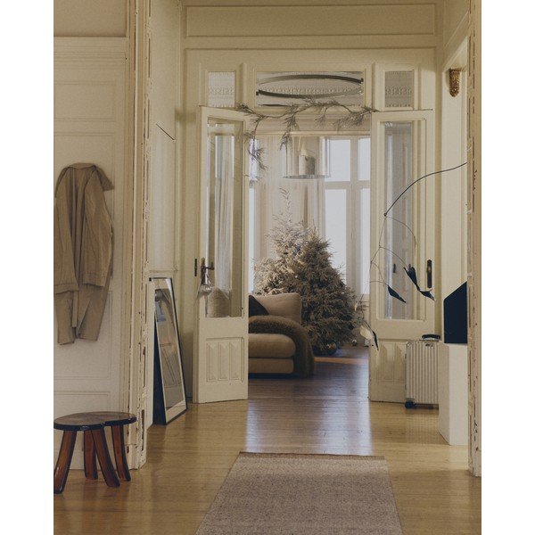 Béžový obojstranný/ručne tkaný vlnený behúň 80x200 cm Nifelia – Kave Home-image-2