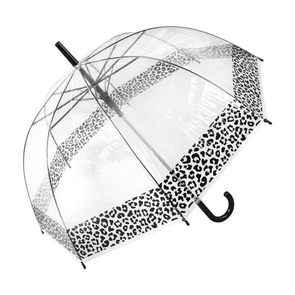 Transparentný tyčový dáždnik Ambiance Leopard, ⌀ 85 cm