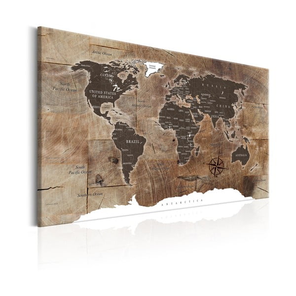 Nástenka s mapou sveta Bimago Wooden Mosaic 120 × 80 cm-image-2