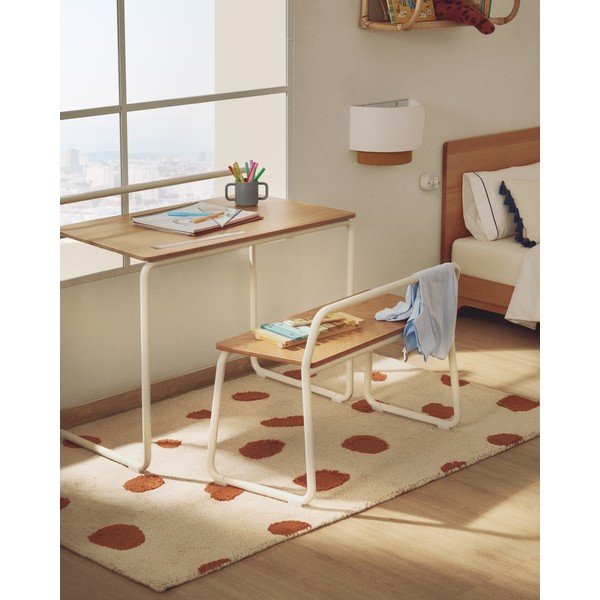 Krémový prateľný/ručne tkaný bavlnený detský koberec 90x150 cm Tandani – Kave Home-image-1