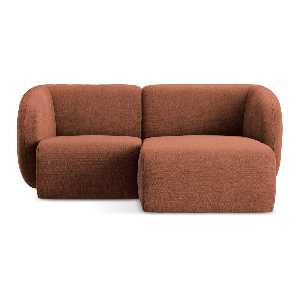 Ženilková rohová pohovka v terakotovej farbe (pravý roh/s leňoškou) Lani – Makamii