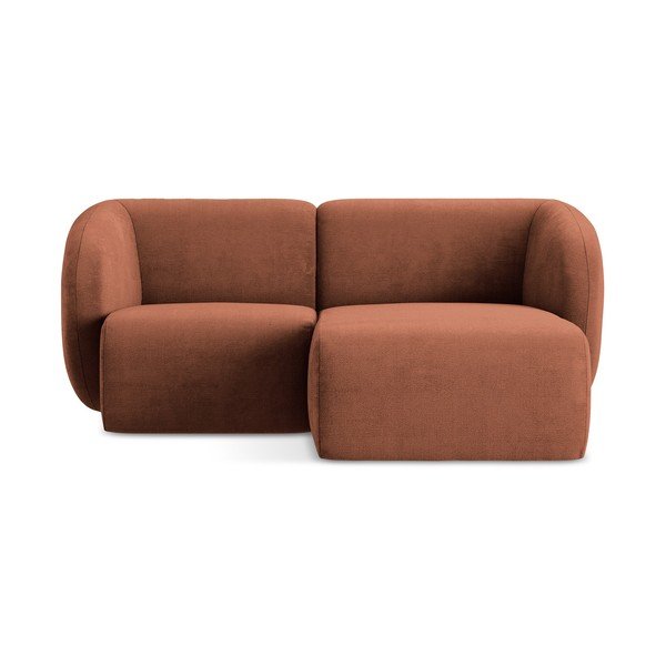 Ženilková rohová pohovka v terakotovej farbe (pravý roh/s leňoškou) Lani – Makamii