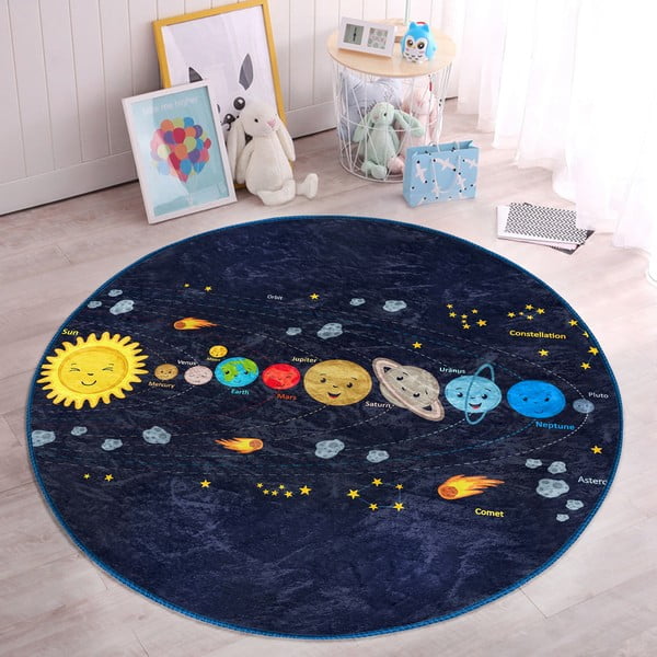 Tmavomodrý detský koberec ø 120 cm Comfort – Mila Home-image-2
