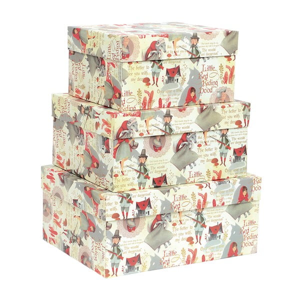Darčekové škatule v súprave 3 ks Little Red Riding Hood – Kartos