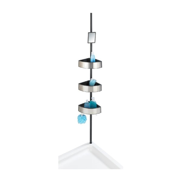 Teleskopická rohová polica do sprchy Wenko Prea Silver/Black, 27 × 20 cm-image-2