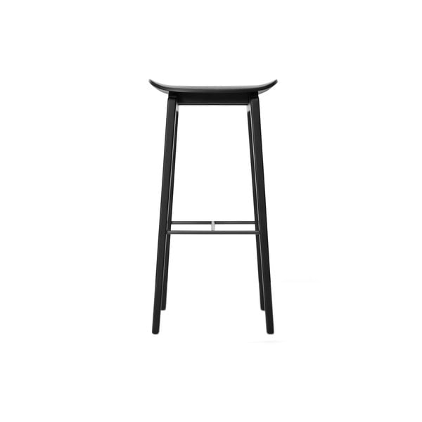 Čierna barová stolička z dubového dreva NORR11 NY11, 75 x 35 cm
