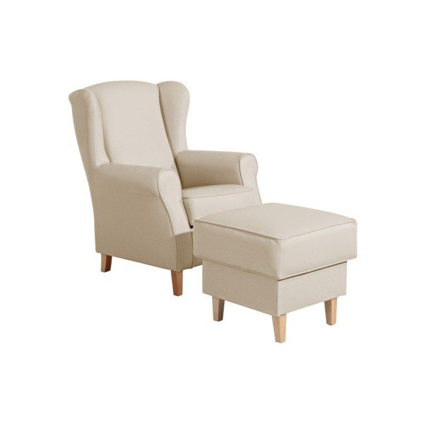 Béžová podnožka z imitácie kože Max Winzer Lorris Leather Beige-image-1
