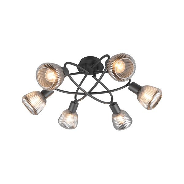 Čierne stropné svietidlo so skleneným tienidlom Tarifa – Trio-image-2