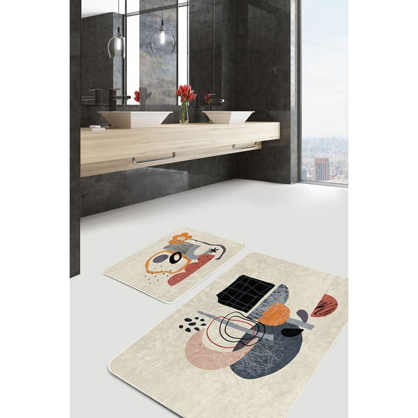 Béžové zamatové kúpeľňové predložky v súprave 2 ks 60x100 cm – Mila Home-image-2