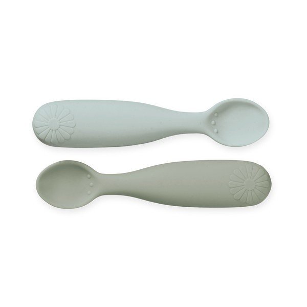 Kaki/svetlomodré detské lyžičky v súprave 2 ks zo silikónu Olive Mix – Cam Cam Copenhagen