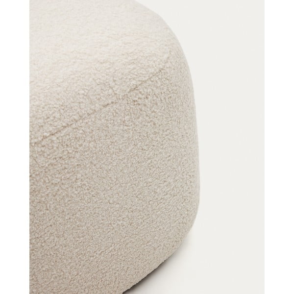 Krémový taburet z textílie buklé Martina – Kave Home-image-1