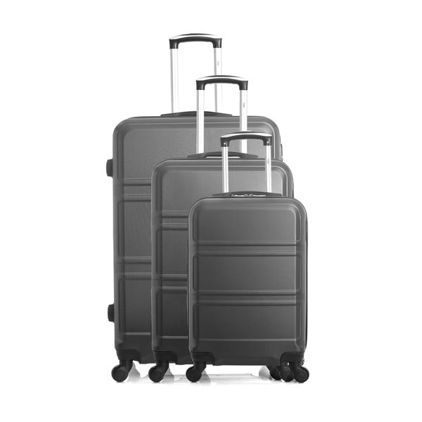 Sada 3 tmavosivých cestovných kufrov na kolieskach Hero Utah