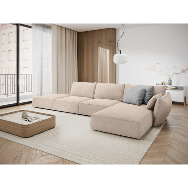 Béžová rohová pohovka (pravý roh) Vanda - Mazzini Sofas-image-1