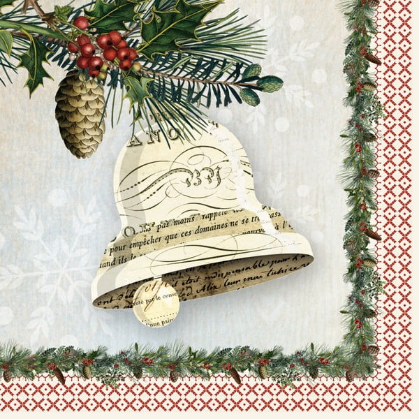 Balenie 10 papierových obrúskov s vianočným motívom PPD Lodge Bell