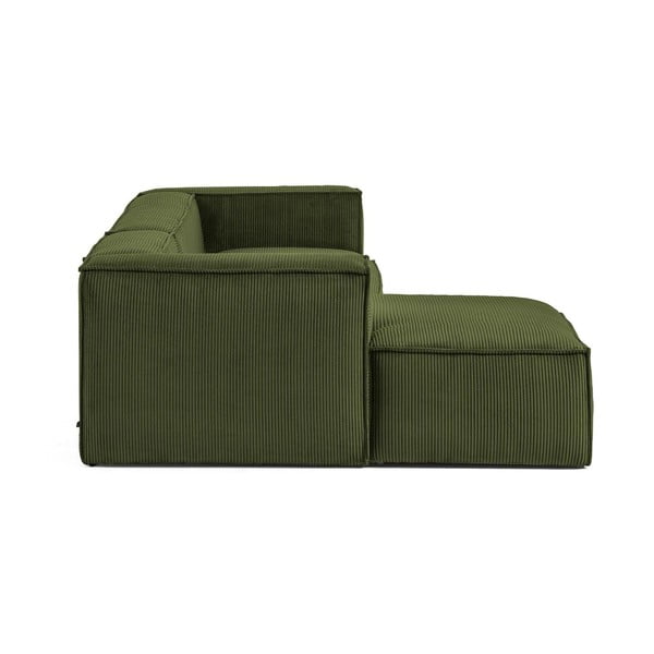 Zelená menčestrová rohová pohovka (ľavý roh/s leňoškou) Blok – Kave Home-image-3