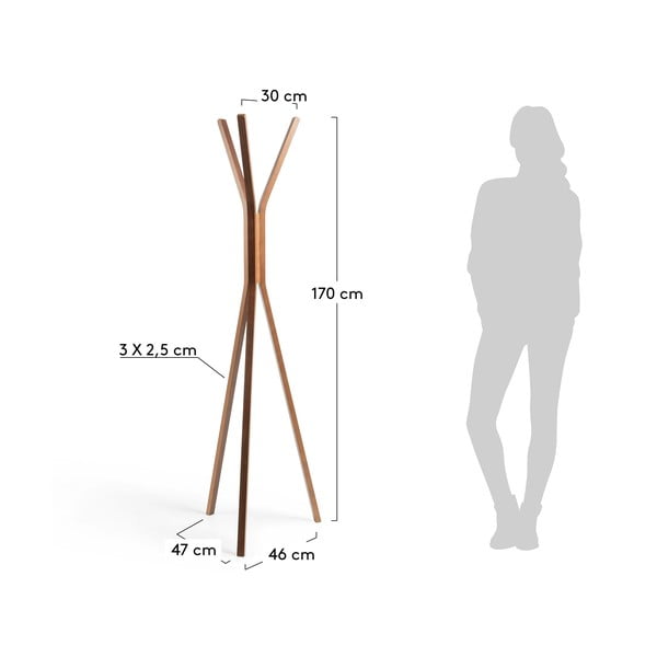 Hnedý vešiak v dekore orechového dreva Kave Home Benzara-image-3