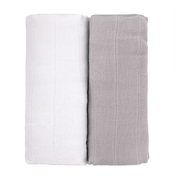 Súprava 2 bavlnených osušiek v bielej a sivej farbe T-TOMI Tetra, 90 x 100 cm