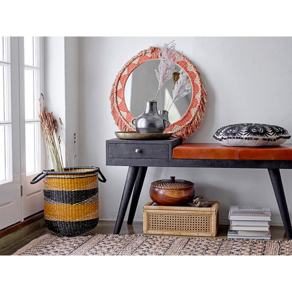 Čierno-béžový dekoratívny vankúš Bloomingville Mandala, ø 36 cm-image-1