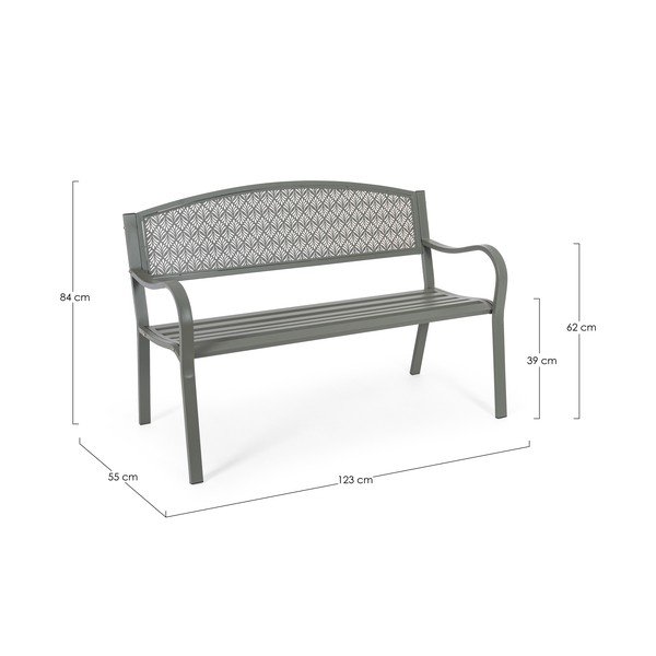 Kaki kovová záhradná lavica Lizette – Bizzotto-image-4