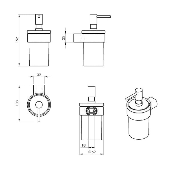 Biely/v zlatej farbe nástenný sklenený dávkovač mydla 110 ml Gedy Pirenei – Sapho-image-2
