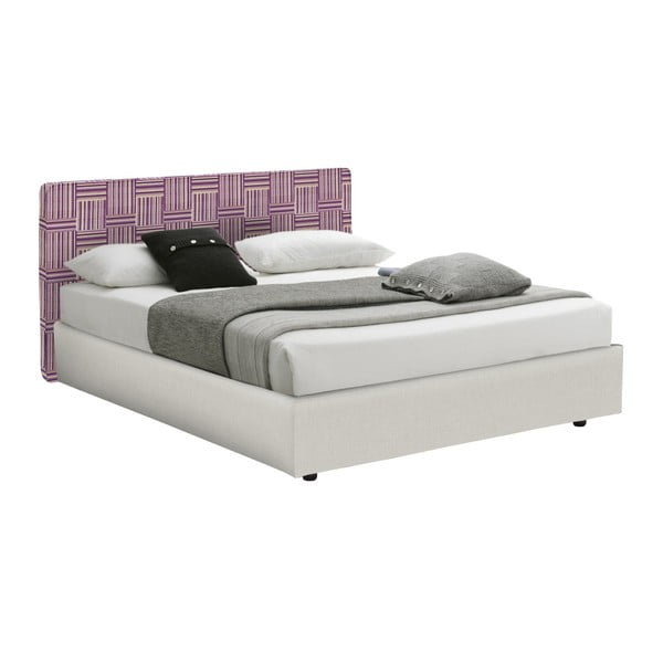 Fialovo-biela dvojlôžková posteľ s úložným priestorom 13Casa Ninfea, 160 x 190 cm