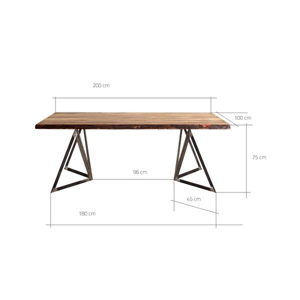Jedálenský stôl s doskou z borovicového dreva Custom Form Sherwood, 200 × 100 cm-image-2