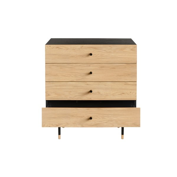 Vysoká komoda v dekore duba v čiernej a prírodnej farbe 80x87 cm Jugend – Woodman-image-3