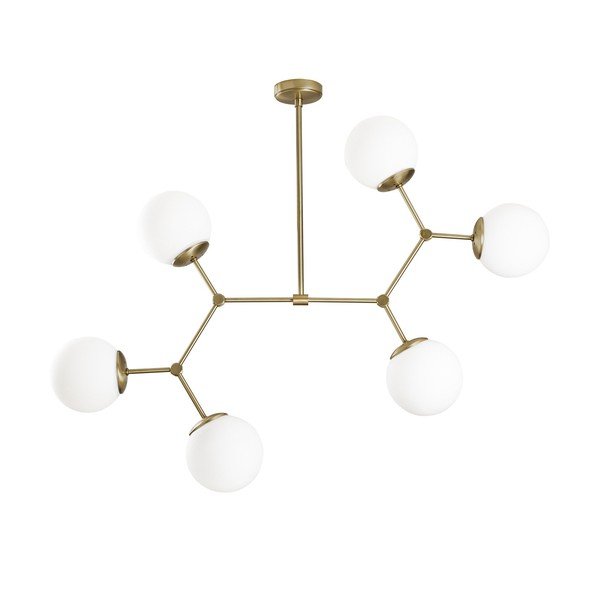 Biele/v mosadznej farbe závesné svietidlo so skleneným tienidlom Damar – Opviq lights-image-2