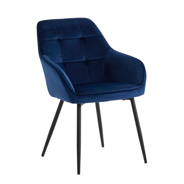 Tmavomodré čalúnené jedálenské kreslá v súprave s podrúčkami 2 ks Nolan Square – Unique Furniture