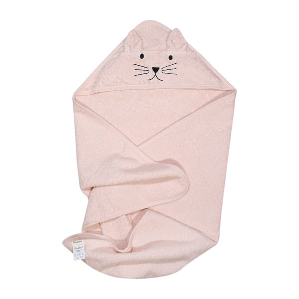 Ružový bavlnený detský uterák s kapucňou Kindsgut Cat-image-2