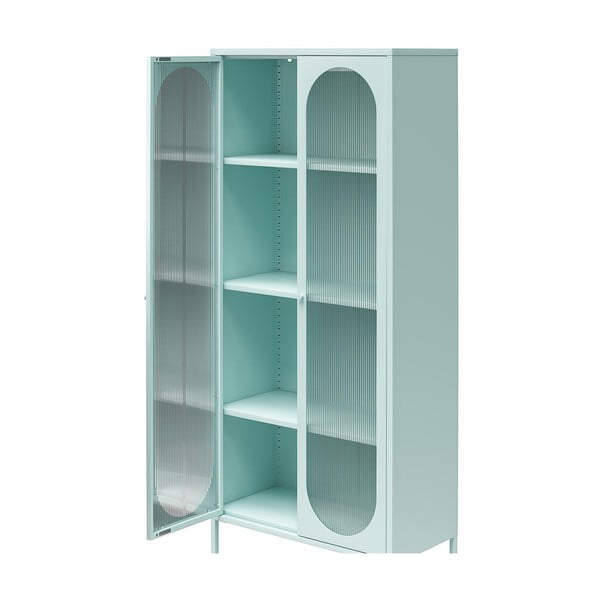 Svetlomodrá kovová vitrína 80x186x40 cm Luna – Støraa-image-3