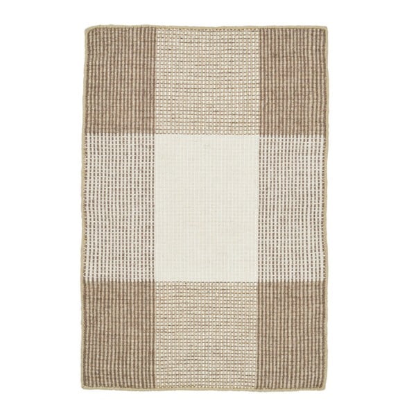Béžový ručne tkaný vlnený koberec Linie Design Bologna, 50 × 80 cm