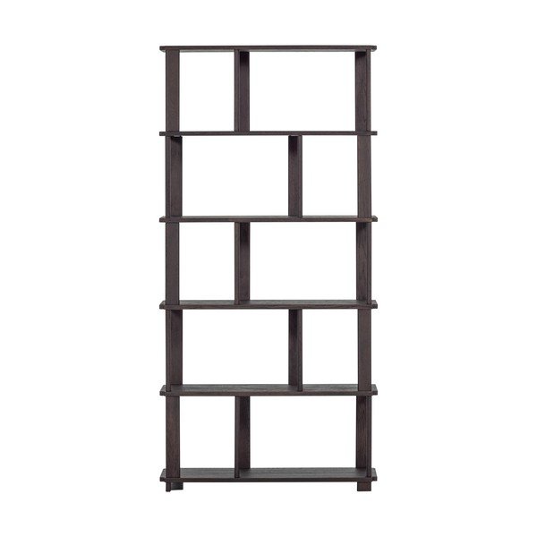 Tmavohnedá knižnica z dubového dreva 90x186x30 cm Riss – WOOOD