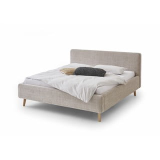 Béžová čalúnená dvojlôžková posteľ s úložným priestorom s roštom 160x200 cm Mattis - Meise Möbel